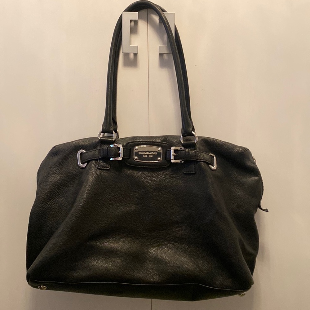 Michael Kors Black leather weekender bag